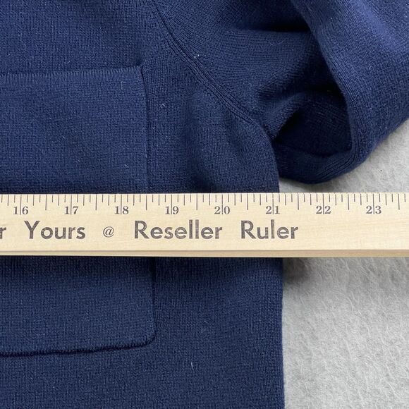 Loft Ruffle Neck Sweater Womens XL Navy Button Up Cardigan Workwear Fall Casual - Picture 7 of 12